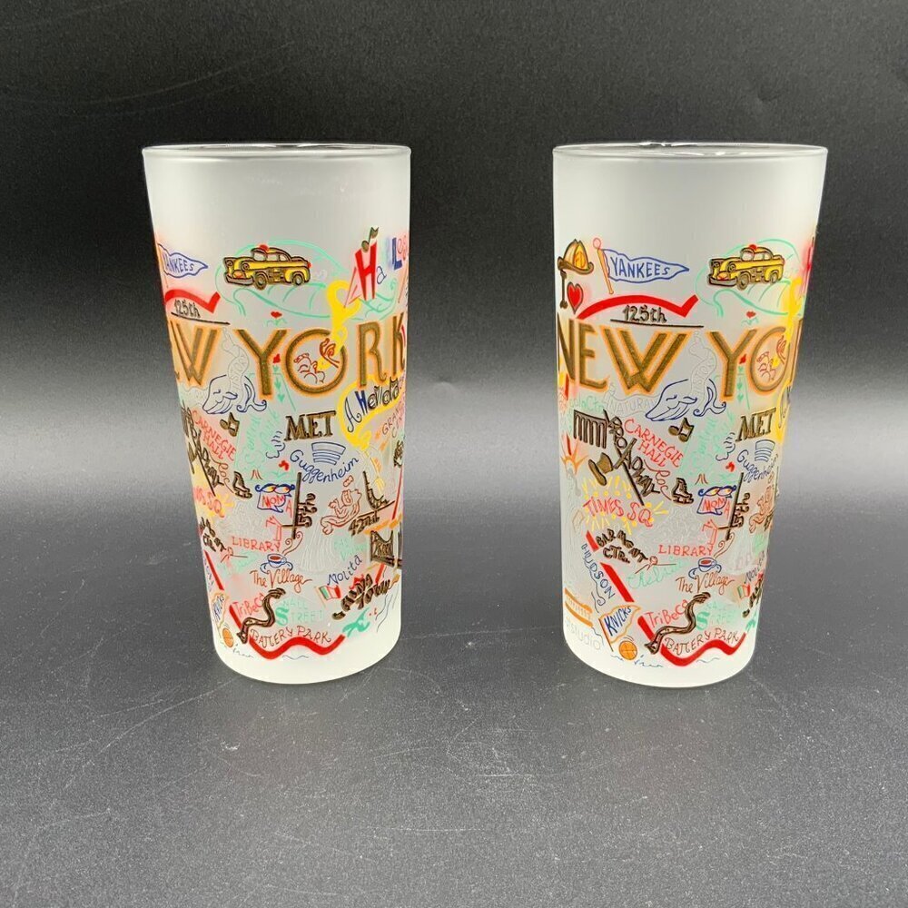 Pair of Cat Studio "New York" Frosted Glass Tumblers
